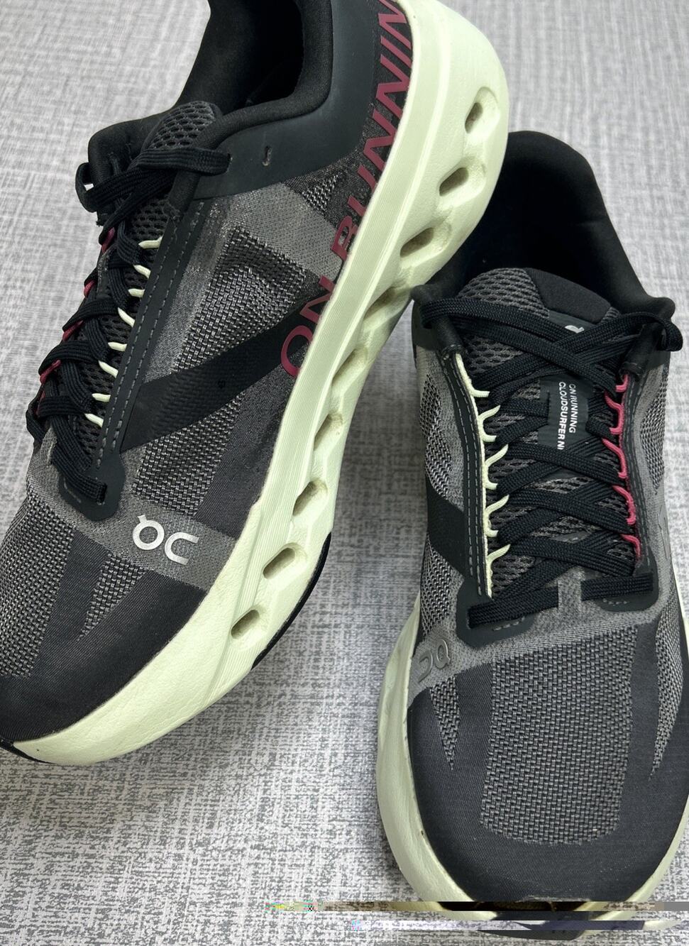 On Cloudsurfer Next Women’s 8.5 Black/Lima Mesh Low On Running Sneakers